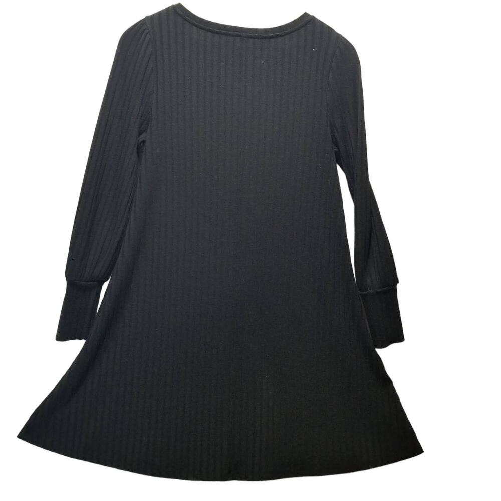 Ann Taylor LOFT Dress XS Black Knit Sweater Long Sleeve Ribbed Swing - Picture 4 of 6